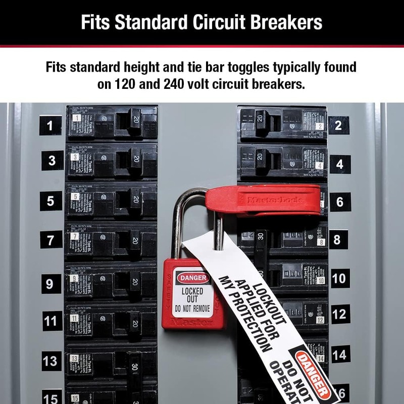 Master Lock Red Electrical Box Circuit Breaker Lockout, Tagout Breaker
