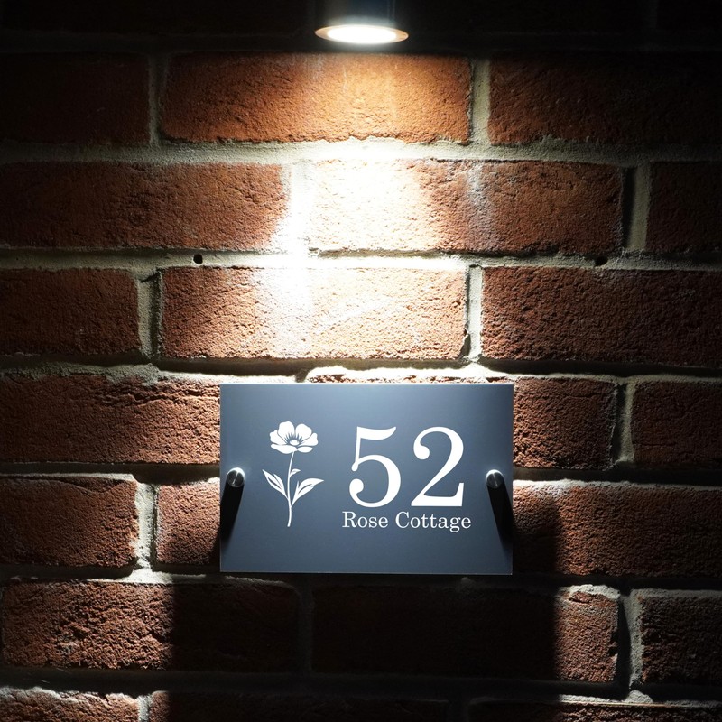 Badgemaster Modern Anthracite House Number Sign Plaque Stainless Steel Standoffs