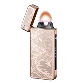 GADATOP Dragon Arc Plasma Flame Lighter - USB Rechargeable, Windproof Electric Lighter for Candle (Gold)