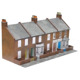 Superquick 1:72 Four Redbrick Terrace Fronts - Low Relief Card Kit C6