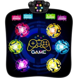 Dance Mat, Rhythm Step Dancing Challenge Playmat with 6 LED Lights-up, Built-in Music & Bluetooth, Electronic Dance Mat with 5 Game Modes, Birthday Gifts Toys for Girls Age 3-12 Year Old