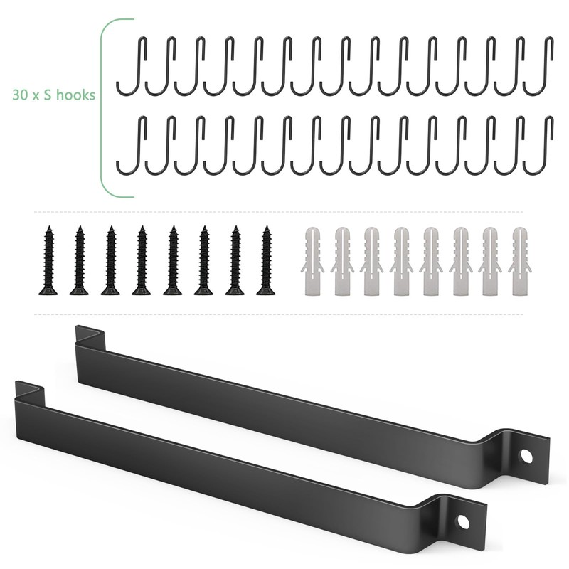 Housolution 2 Pack Kitchen Rail with 15 Hooks, 16 Inch