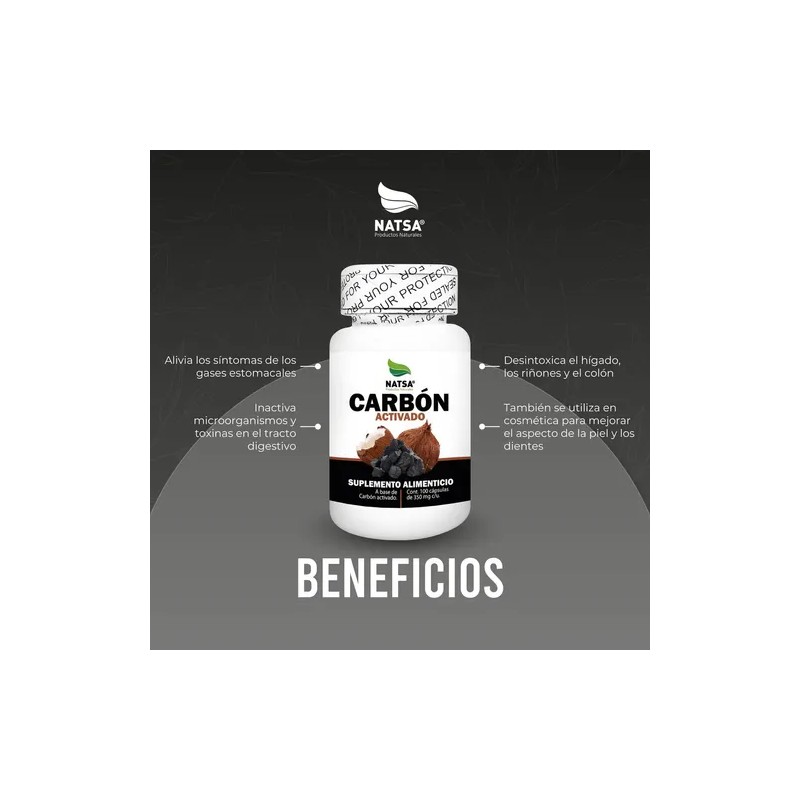 Carbon Activado 100 Cápsulas, Calidad Premium Sabor Natural