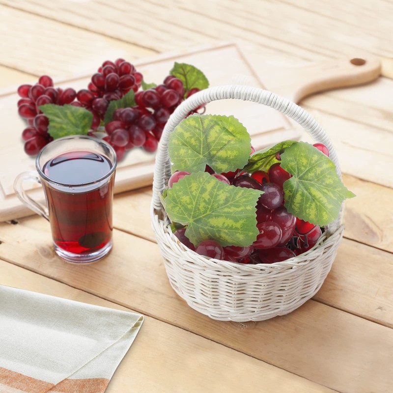 Woration 4 Bunches Artificial Grape Lifelike Simulation Fruit Decorative Fake