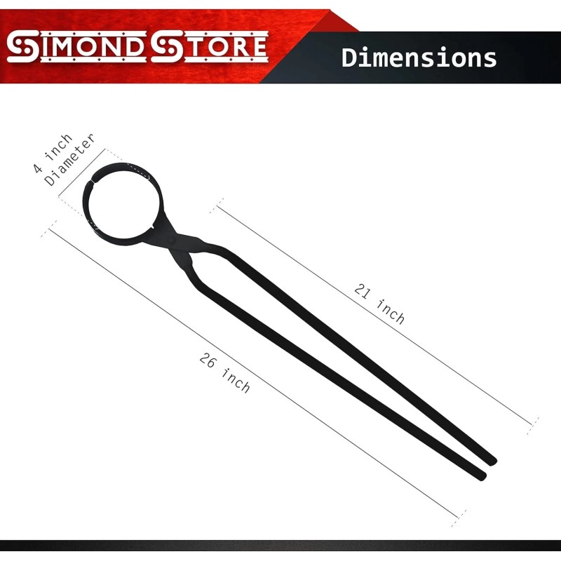 SIMOND STORE 27" Foundry Crucible Flask Tongs 4" Dia Refining