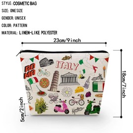 Livel lhood Travel Italy Makeup Bag Cute Small Canvas Organizer Zipper Pouch Travel Italy Cosmetic Bag Travel Present for Women Friends, asnz17101