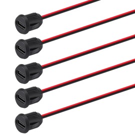 Greluma 5pcs 3A Fast Charge Type C Female with Bare Wire, 2 Pin USB-C Female with Snap Groove Buckle