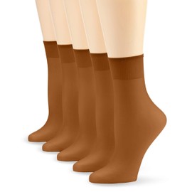 Nur Die Women's 5er Söckchen Seidenfein 625869 15 DEN Calf Socks, Brown (Bronze 213), One size (Manufacturer size: one size)