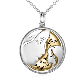 YFN Mother Daughter Necklace Sterling Silver Love You to the Moon and Back Pendant Mum Daughter Jewellery Birthday Mother's Day Gifts for Women Girls (Gold Moon)