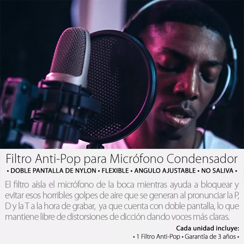 Mercader Digital 2 Pzs Filtro Anti Pop Flexible Para Micrófono