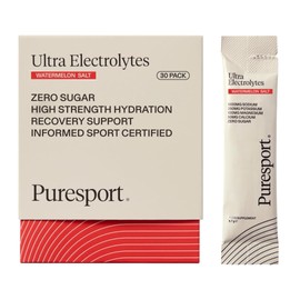Puresport Ultra Electrolytes Hydration (Watermelon Salt/30 Electrolyte Sachets) | High Performance Sugar Free Electrolytes Powder With 1000mg of Sodium | Optimises Hydration & Supports Muscle Function