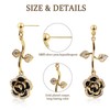 Black Rose Flower Dangle Earrings for Women, Copper plated in