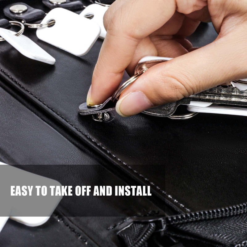tutata Portable Zippered Key Case, Leather Key Organizer with Handle,