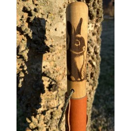 Jesus Reigns USA Bunny Rabbit Natural Earth Tones Poplar Wood Walking Stick Hiking Staff - (Standard Adult) 55 Inches