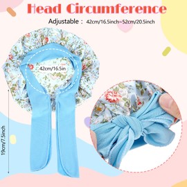 Kids Bonnet, 2Pcs Breathable Soft Kids Bonnets for Girls Flexible Satin Sleep Bonnet with Small Floral Pattern Beautiful Hair Bonnets for Sleeping Kid Girls Boys and Teens(Rose, Blue)