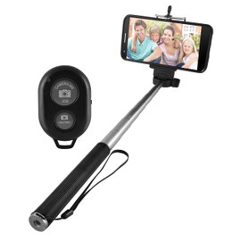 Ematic Palo de Selfie Extensible con Disparador Remoto inalámbrico con Bluetooth, Color Negro