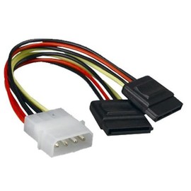 Astrotek 18AWG RoHS 4 Pins to 2 x 15 Pins Internal Power to SATA Molex Cable, 15 cm