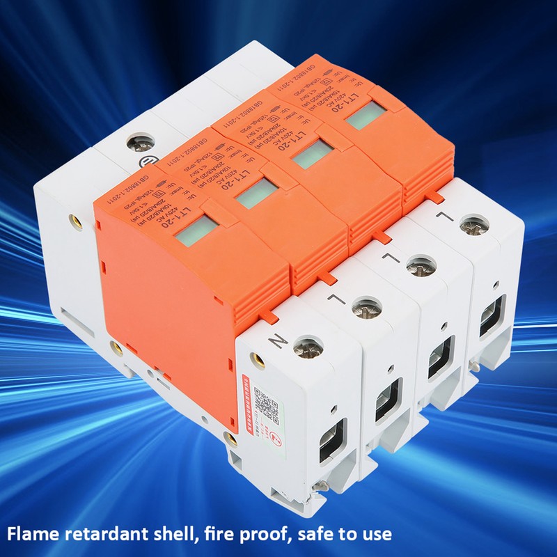 4P 20kA 420vAC House Surge Protective Low voltage Arrester Device