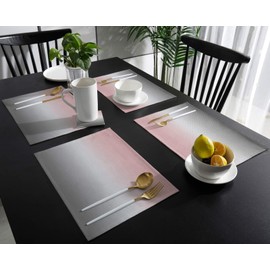 Pink Table Mats Set of 4 Ombre Placemats for Dining Table Pink and Grey Ombre Table Mats Gradient Gradual Color Table Decoration Holiday Banquet Kitchen Dining Non Slip Washable