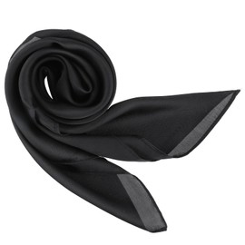 Ptwola 27.5'' Large Satin Head Scarf Silk Like Square Scarf Fashion Satin Bandana for Hair Wrapping at Night Versatile Accessory Headband for Women (Black)