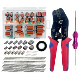 237 PCS Deutsch Connector Kit with ratchet crimping pliers and Terminal Removal Tool,DT2 3 4 6 8 12 Pin Connectors,IP68 Waterproof Electrical Connector Plug with 80 Pairs Size 16 Stamped Contacts