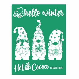 JAJADO Coffee Silk Screen Stencil Hello Winter Mesh Silk Screen Printing Stencil Xmas Plaque Sign for Holiday Christmas Party, Hot Coco Sign Stencil Painting on Wood, T-Shirt, Fabric, DIY Home Deco