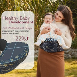 Momcozy Hip Seat Baby Carrier - Original 3D Abdominal Protection & EVA Massage Plate with Various Pockets for Newborns and Toddlers up to 20 kg (Starry Night, Medium)