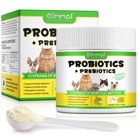 Probiotics for Cats | Cat Probiotic Power | 12 Strains Prebiotics | Fresh Salmon-Flavored Digestive Powder Supplement | 5 Billion CFUs | Gut Health Support | for All Ages and Breeds | 120g