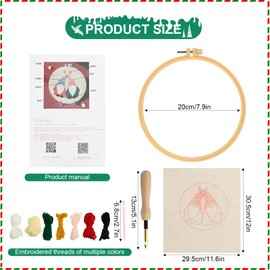 Punch Needle Embroidery Kit for Beginner Christmas Embroidery Kits Handcraft DIY Embroidery Kit Including Pattern Instructions Yarns Embroidery Hoops Needles (Red-Santa Claus)