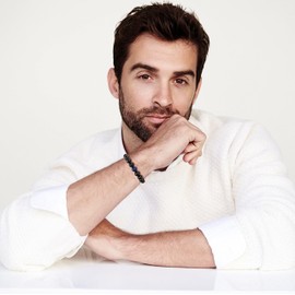 COAI Men's Schorl Black Tourmaline Bracelet, Black Tourmaline, Lapis Lazuli, Tourmaline