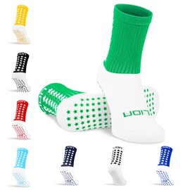 Lion Elite 2.0 Grip Socks – Non-Slip Football Socks with Dual Grip – Pairs with Sleeves, Adults & Kids Sizes, Colours To Match Team Kit - Green | Small