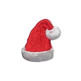 1 Inch, Mini Christmas Santa Hat, Embroidered Iron on Patch (1)