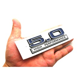 2pcs 5.0 Liter High Performance Engine Emblems Badge 3D Decals Stickers Cars Trucks (Chrome Blue)