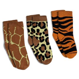 Good Luck Sock Giraffe, Leopard and Tiger Prints Kids Socks, 3-Pack, 2-4 Years