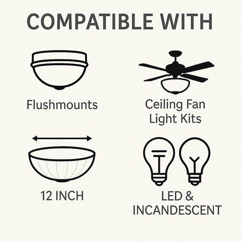 LIGHTACCENTS Ceiling Light Glass Shade Replacement - Flush Mount Ceiling