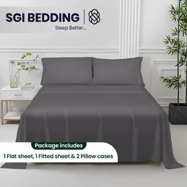 Hotel Quality Luxury King Sheet Set 4 Piece – 100% Organically Grown Bamboo Viscose, Ultra Soft, Cooling & Moisture-Wicking, 18-Inch Deep Pocket, Premium Dark Grey Sheets