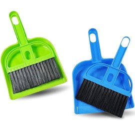 PARENCE - Set di 2 - Set di mini scopino - Pulizia e raccolta polvere, briciole e peli - Ideale per tavolo, auto, rasatura, bagno - 13,5 x 19,5 cm