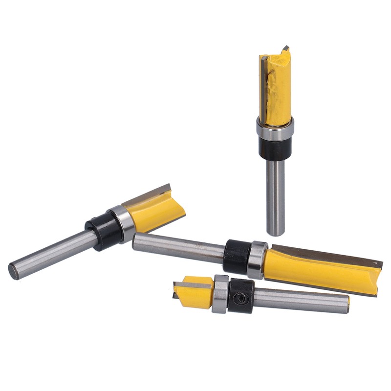 4Pcs Trim Hinge Router Bit Round Silver Yellow 1/4in Shank