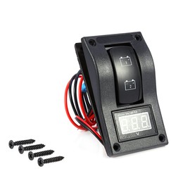 Rocker Switch Toggle, Qiilu 12V DC Marine Boat Voltmeter LED Dual Battery Test Panel Rocker Switch ON-Off-ON