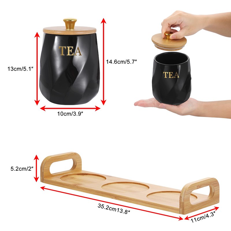 JUXYES Set of 3 Ceramic Canisters Set for Sugar Coffee