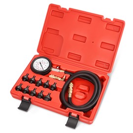 DNA MOTORING Engine Oil Pressure Testing Diagnostic Tool Kit Dual Scale Gauge with Adapters for Cars, Trucks, Tractors, TOOLS-00339