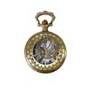 JewelryWe Vintage Brass Pocket Watch with Compass Necklace Twelve Constellation