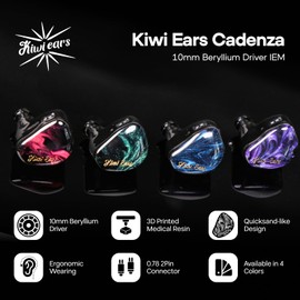 HIFIXAUDIO Kiwi Ears Cadenza in Ear Monitor, 10mm Beryllium Dynamic Driver IEM Earphones, HiFi Studio Wired Earbuds with 3D Printed Cavity, Detachable 2Pin 3.5mm IEM Cable for Audiophile (Purple)