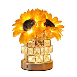 Lámpara de Girasol,Luz LED de Noche Recargable con Flor,3 Colores