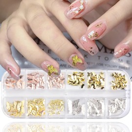 12 Grids Butterfly Nail Charms for Acrylic Nails 3D Metal Butterflies Charms Nail Rhinestone Gold Silver Butterfly Nail Art Studs for Nails Design Accessories Women DIY Butterfly Nail Decorations
