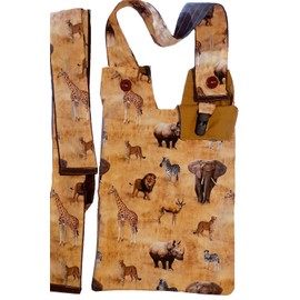Safari. Catheter Night Bag Holder, Cover with a Handle, Bag Clips and Over Shoulder Strap 100% Cotton.