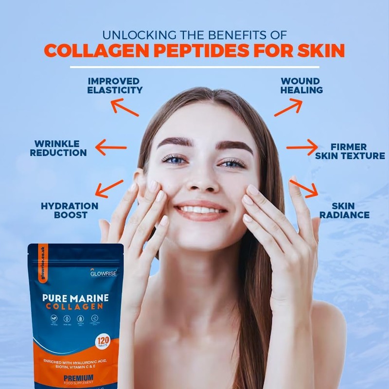 Glowrise High Collagen Supplements 1400mg For Women & Men Marine