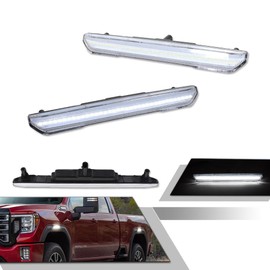 GTINTHEBOX for 2020 2021 2022 2023 GMC Sierra 2500HD 3500HD Pickup Truck Front or Rear Side Marker Light Clear Lens Amber LED Fender Side Markers Driver Passenger Lamps