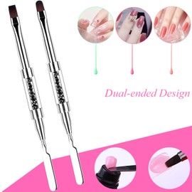 Ycyan 2Pcs Polygel Nail Brush & Picker, Dual-ended Oval & Flat Gel Nail Brushes Polygel Slice Tool for PolyGel UV Builder Gel Nails Extension