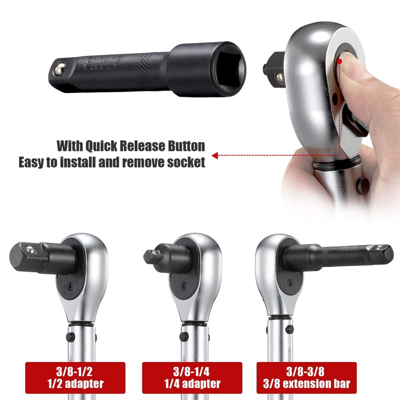 ARUCMIN 3/8-Inch Drive Click Torque Wrench (10-100 ft.-lb./15-135 Nm) Dual-Direction